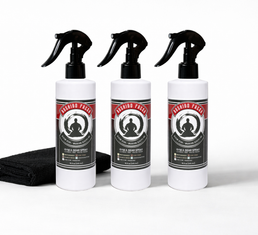 Complete MMA & Jiu Jitsu Gear Spray Set (3 Bottles) - Odor Control for Gloves, Shin Guards & Training Gear | Bushido Fresh
